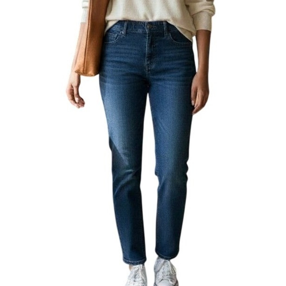 Lee Straight Leg Jeans Women 14 Short Blue Comfort Waist Stretch Denim